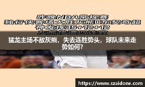 猛龙主场不敌灰熊，失去连胜势头，球队未来走势如何？